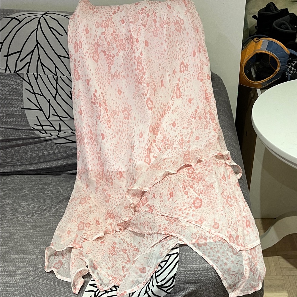 April Cornell Pink Floral Sheer with Lining Skirt S